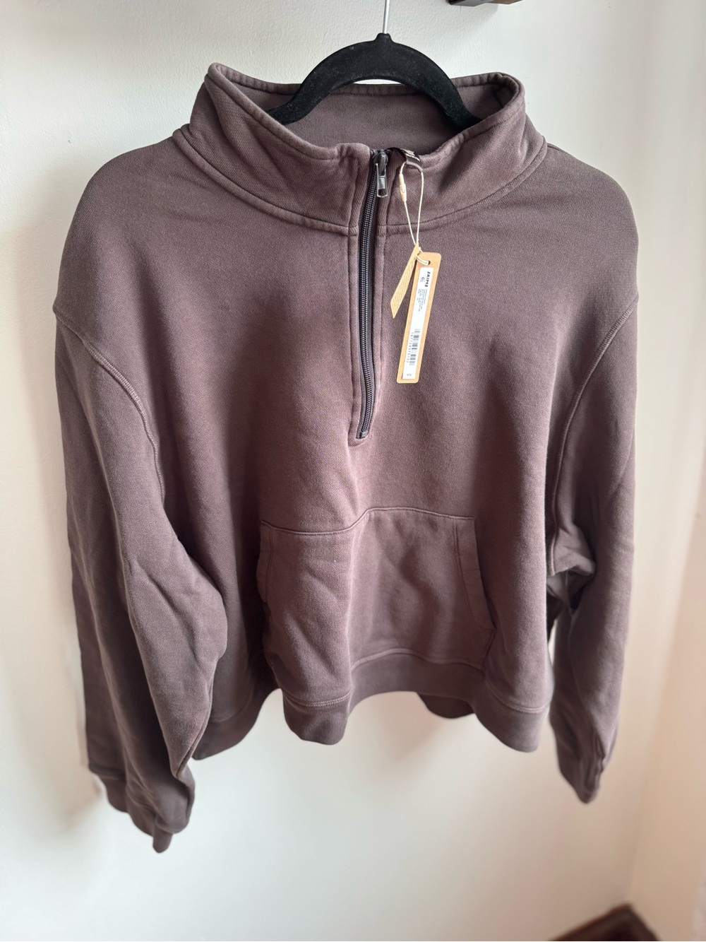 SKIMS French Terry Cropped Half-Zip Sweatshirt in the color Iron